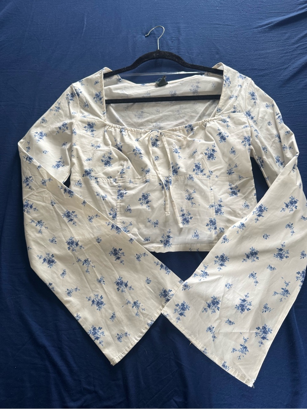 wild fable White Crop Top with Blue Floral Print